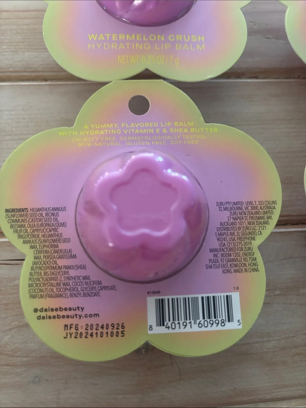 Daise Watermelon Crush Flower Lip Balm - set of 4 (727)